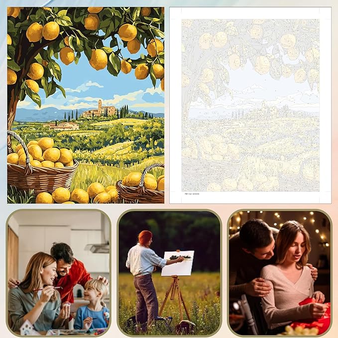 5DDIYART Paint by Numbers for Adults Beginner, Lemon Tree Paint by Number Kits on Canvas Without Framed,Paint by Easy Acrylic Painting Home Wall Decor 16x20inch