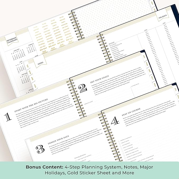 Blue Sky Day Designer 2026-2027 Weekly and Monthly Academic Year Planner Calendar, July 2026 - June 2027, 8.5" x 11", Clear Pocket Cover, Laminated Tabs, Storage Pocket, Includes Stickers, Peyton Navy