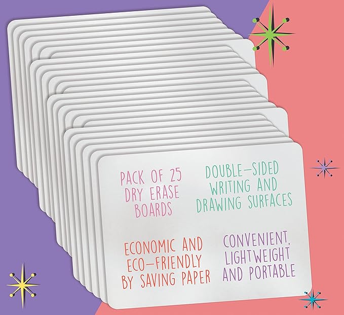 Better Office Products Premium Dry Erase Boards, 9" x 12", Double Sided Lapboards, Small White Board Pack, Classroom Lapboards for Students, (25 Pack)