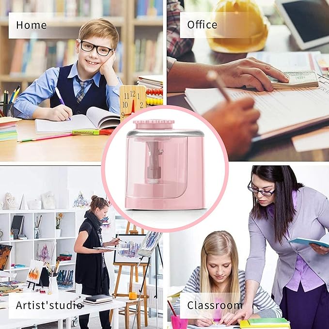 Aogwat Pencil Sharpener Electric Pencil Sharpener for Kids, Blade to Fast Sharpen, Suitable for No.2/School/Classroom/Office/Home (Pink)