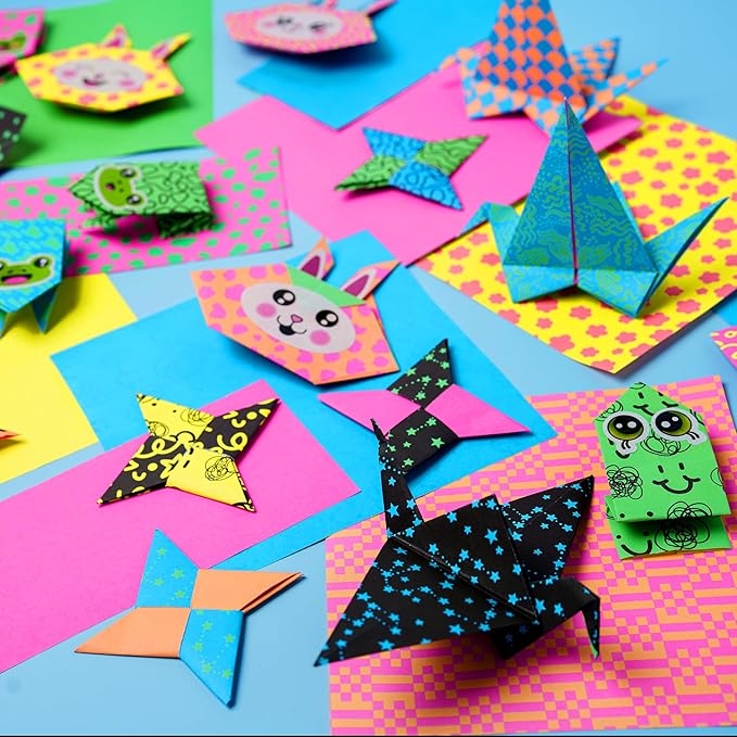 Creativity for Kids Neon Origami Mini Kit: 25 Origami Papers, Spring Crafts and Toys for Boys, Origami Kit Arts and Crafts for Kids, Small Gifts (Ages 7+)