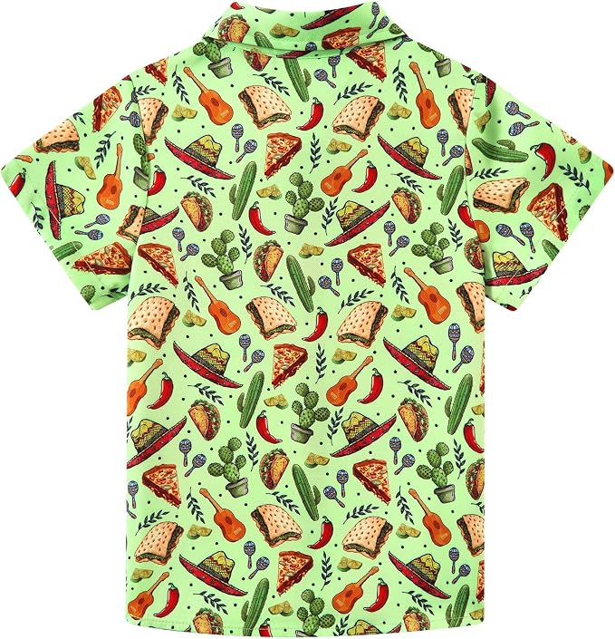 Enlifety 2-10T Kids Hawaiian Shirt Boys Short Sleeve Button Down Shirts Hawaii Summer Casual Blouse