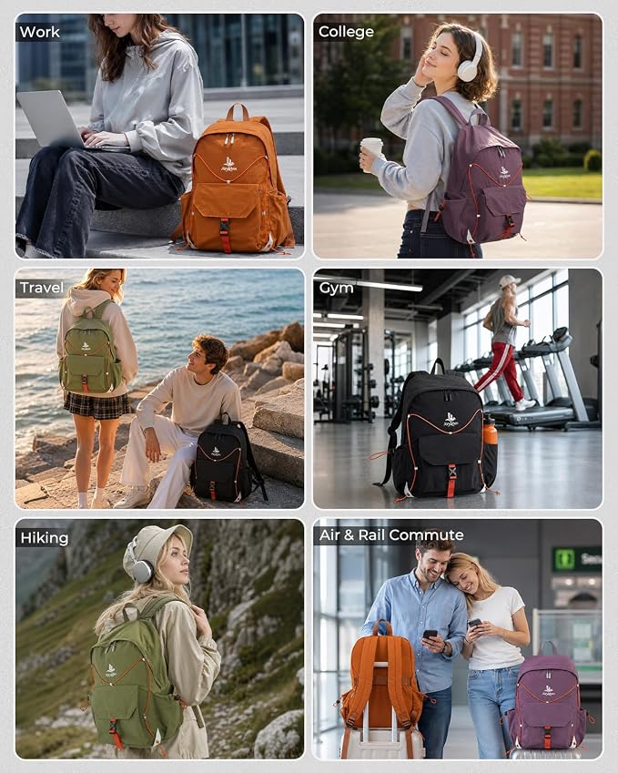 25L Travel Backpack Women Men,Lightweight College Backpack,Orange | Casual Daypack, Water Resistant Bookbag, Fit 15.6-inch Laptop, Travel Commuting Gym Hiking Work Bag, TSA Friendly