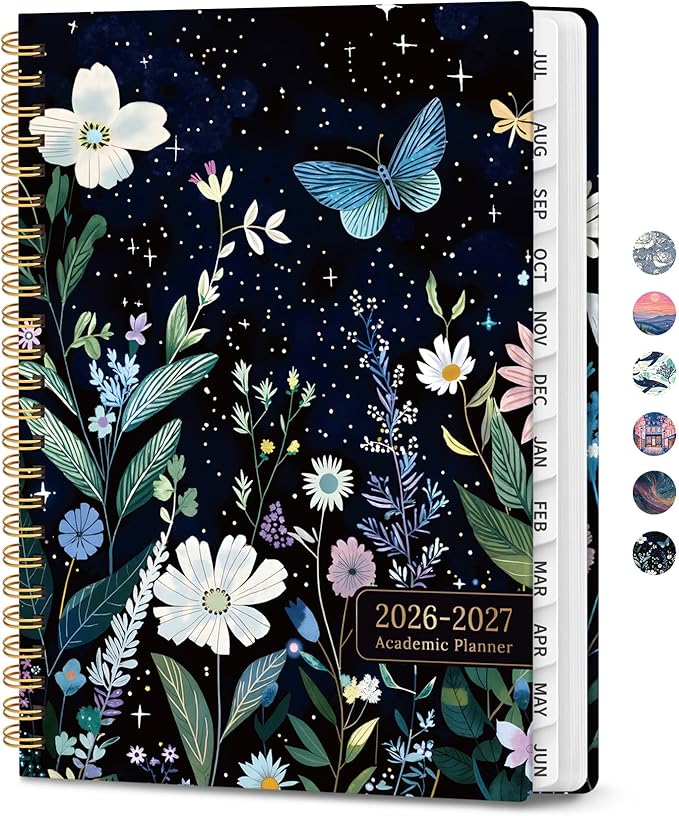 Planner 2026-2027, Hardcover Monthly and Weekly Academic Planner July 2026 - June 2027, Teacher and Student Calendar Agenda Book with Tabs, A5 (6.3" x 8.5"), Ideal for School and Office, Celestial