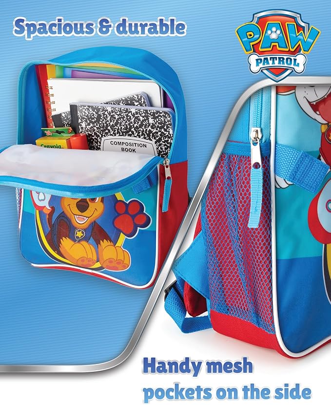 Fast Forward Paw Patrol Kids Backpack and Lunch Box Set - 14" Boys & Girls Backpack with Lunch Box for Preschool Kindergarten, Paw Red/Yellow