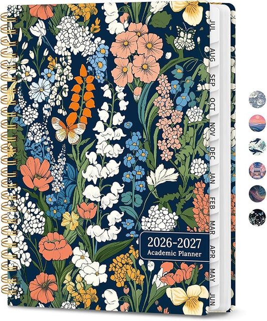 Planner 2026-2027, Hardcover Monthly and Weekly Academic Planner July 2026 - June 2027, Teacher and Student Calendar Agenda Book with Tabs, A4 (8.5" x 11"), Ideal for School and Office, Botanical Tapestry