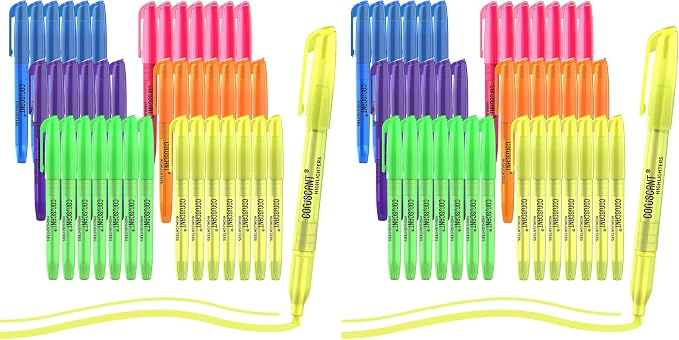 coruscant Highlighter - 72 pack color highlighter, color transparent visible fluorescent pen shell, wide chisel point mark, fluorescent pen, school, office