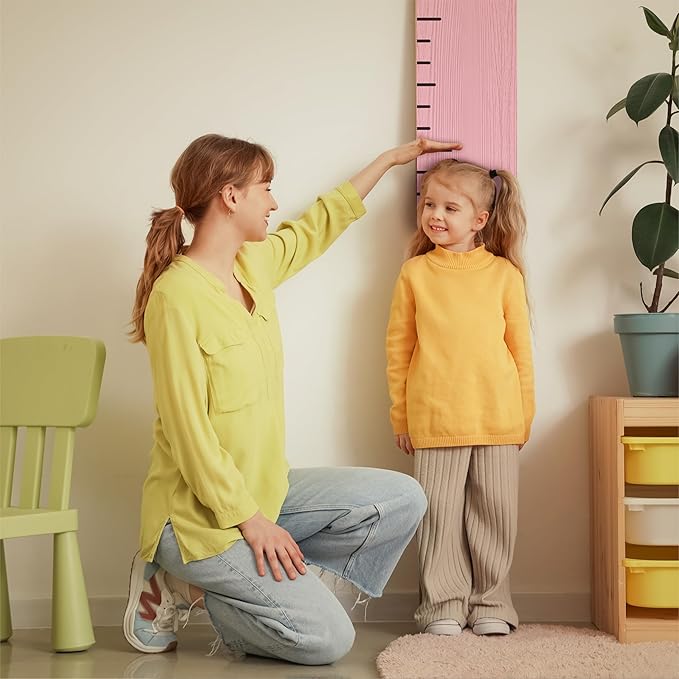 Personalized Kids Growth Chart Wooden Height Ruler for Wall – Custom Name Baby Growth Chart, Nursery Wall Decor, 2-Piece Easy Install, 3 Widths (3.5", 4.5", 5.5"), 10 Colors & Fonts
