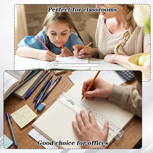 Grevosea 2 PCS Flexible Rulers, 7 Inch/18cm Clear Plastic Ruler