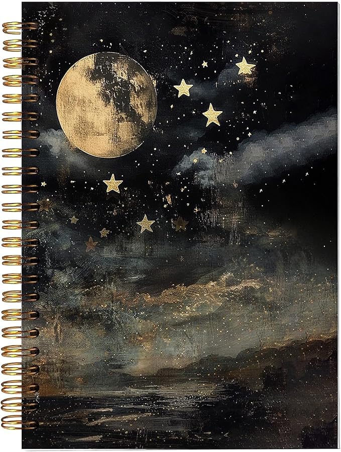 Celestial Hardcover Spiral Notebooks - Gothic Witchy Mystical Dreamy Sky Journals, Aesthetic Vintage Galaxy Theme Journal Gifts for Girls/Students/Worker/Writers
