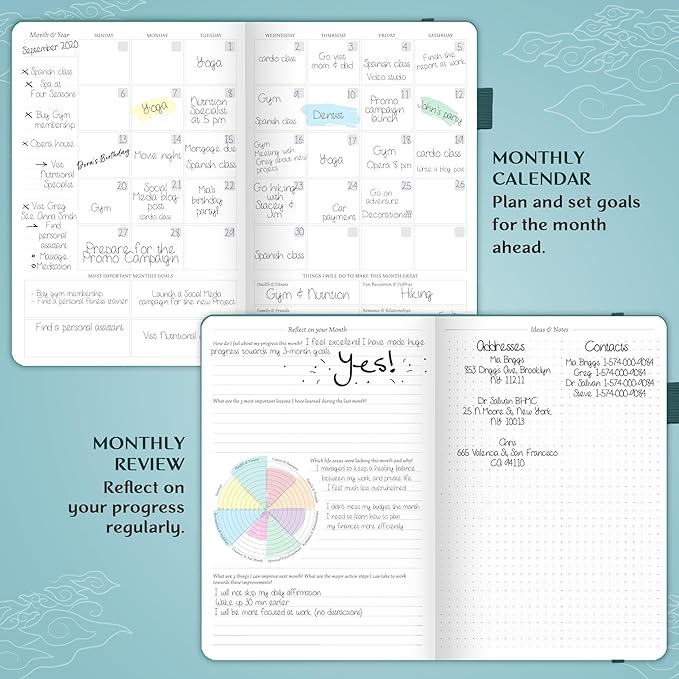 Legend Planner – Undated Weekly & Monthly Life Planner to Hit Your Goals & Live Happier, Organizer Notebook & Productivity Journal, A5 (Dark Teal, Gold)