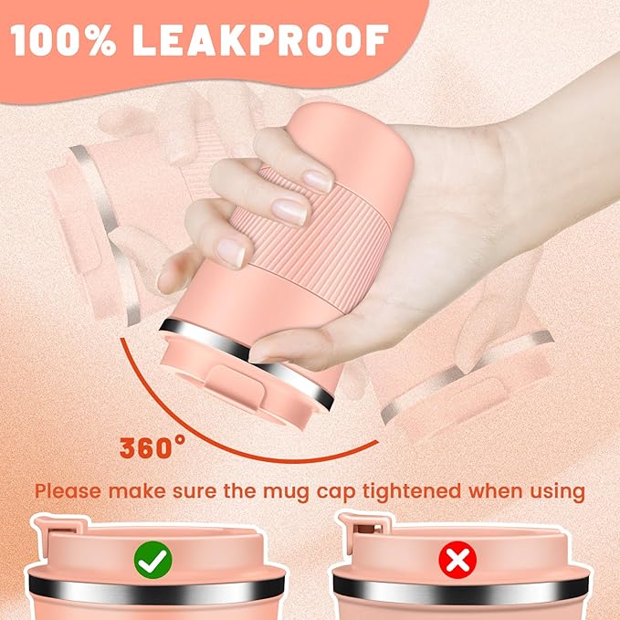 DUBUXW Insulated Coffee Tumblers with Flip Lid 12oz / 17oz, Stainless Steel Travel Coffee Mug Leak Proof, Vacuum Insulated Coffee Mug Reusable Cup, Keeps Cold and Hot for Coffee Tea