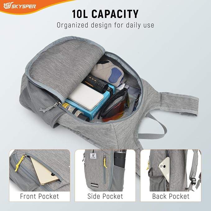 SKYSPER 10L Hiking Backpack Small Foldable Daypack Packable Lightweight Hiking Daypack Travel Day Pack for Women Men