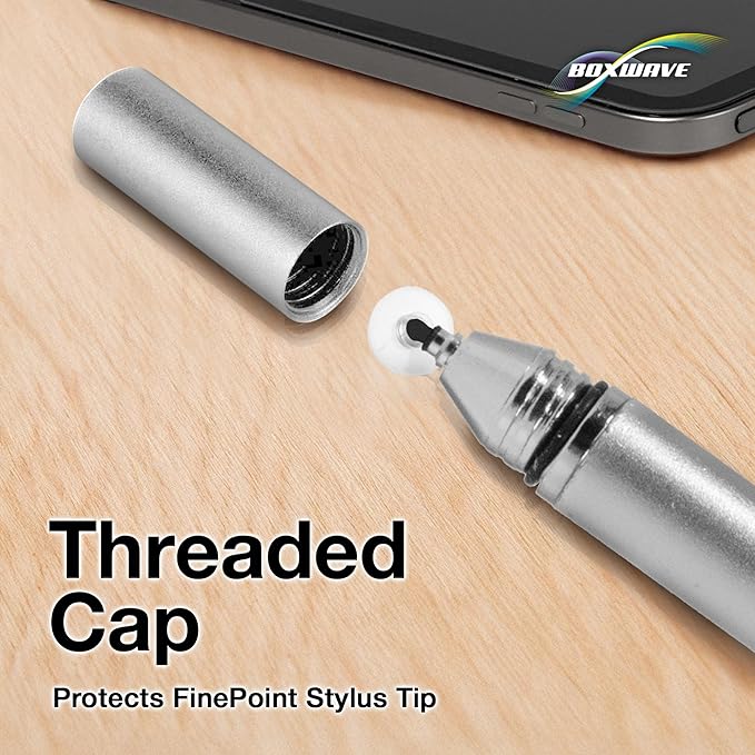 BoxWave Stylus Pen Compatible with Boogie Board Blackboard Smart Scan Reusable Notebook - FineTouch Capacitive Stylus, Super Precise Stylus Pen - Metallic Silver