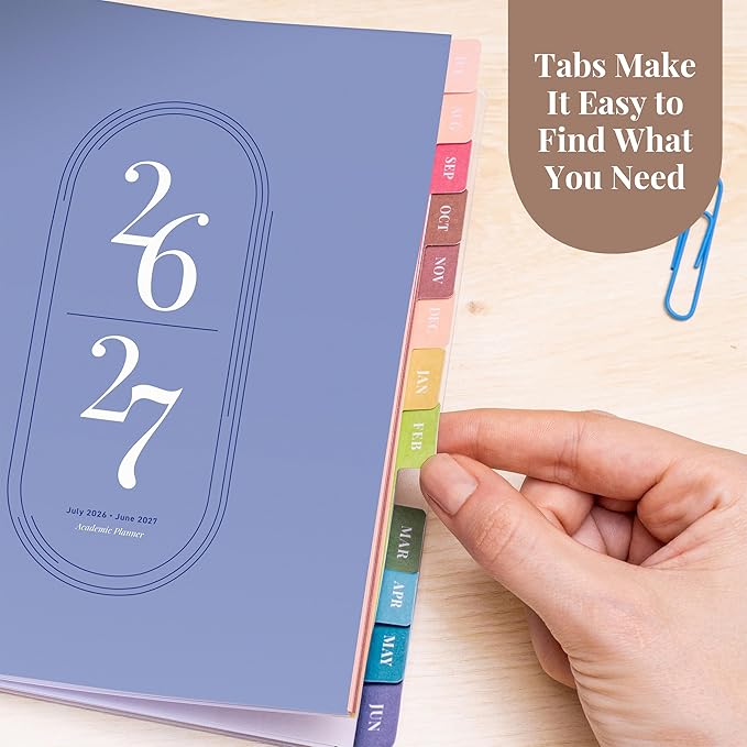 Rileys Academic Planner 2026-2027, Daily, Weekly & Monthly Planner, July 2026 - June 2027, Student Notes Pages, Twin-Wire Binding, Weekly Agenda for School & Work (8 x 6-Inches, Blue)