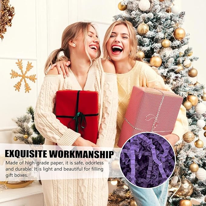 ZEBMOON 1 LB Purple Crinkle Cut Paper Shred Filler Great for Gift Wrapping, Basket Filling, Birthday, Wedding, Halloween, Thanksgiving, Christmas Day, New Year Party Decorations Filling Supplies