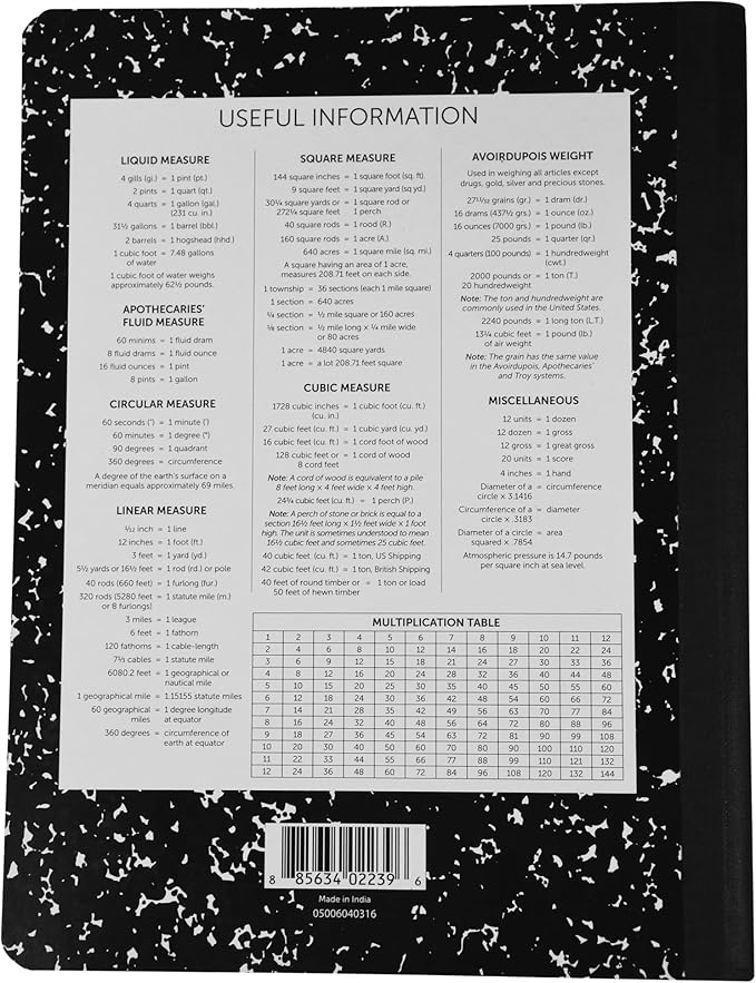 School Smart Hard Cover Composition Book, Unruled, 9-3/4 x 7-1/2 Inches, 100 Sheets (Pack of 3)