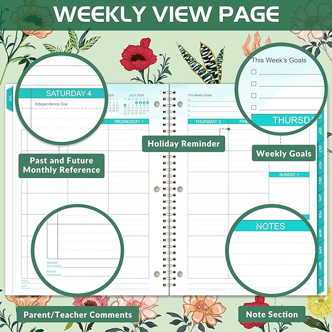 Student Planner 2026-2027 - School Planner 2026-2027, Jul. 2026 - Jun. 2027, 9'' x 11'', Weekly Lesson Planner, Academic Planner with Stickers, Week's Goals, Tabs, Twin-wire Binding and 3-Hole Punched