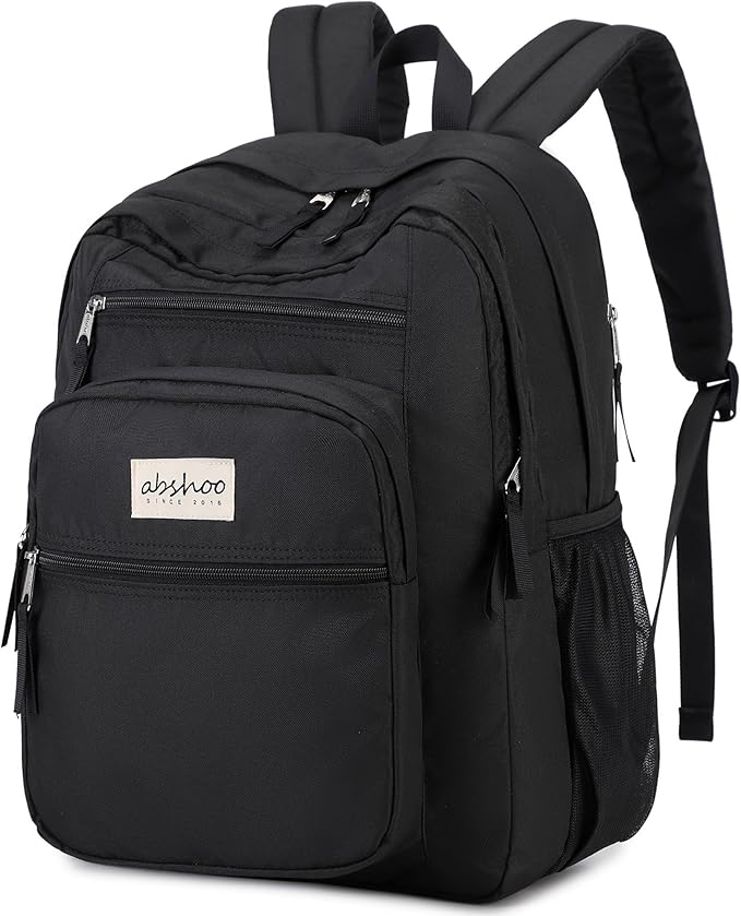 abshoo 34L Large Backpack for School Water Resistant Women Men Bookbag For College, Middle High School, Travel (Black)