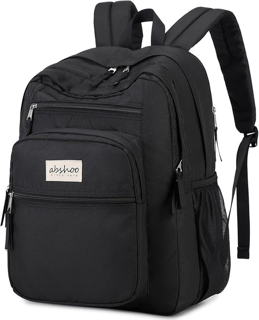 abshoo 34L Large Backpack for School Water Resistant Women Men Bookbag For College, Middle High School, Travel (Black)
