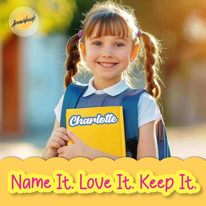 Custom Name Labels for Kids – Waterproof Personalized Vinyl Stickers for School Supplies, Daycare, Tumblers, Camp, Water Bottles, Lunch Boxes, Kids Stuff