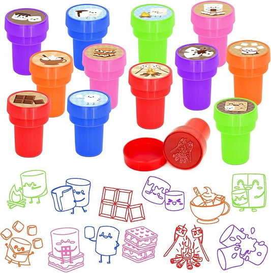 Cinrobiye 24 Pcs Marshmallow Stampers Party Favor Set, Cute Sweet Treat Stamps for Kids Birthday Party, Classroom Rewards, Carnival Prizes, Goody Bag Fillers, Dessert Themed Party Supplies