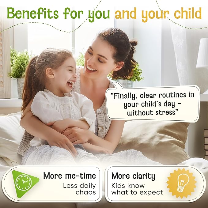 LIKARTO Visual Schedule for Kids - 2-in-1 Weekly + Daily Schedule - Magnetic Schedule with 188 Magnets and Magnetic Backing - Chore Chart Kids - Routine Chart for Toddlers, Autism, ADHD - Green