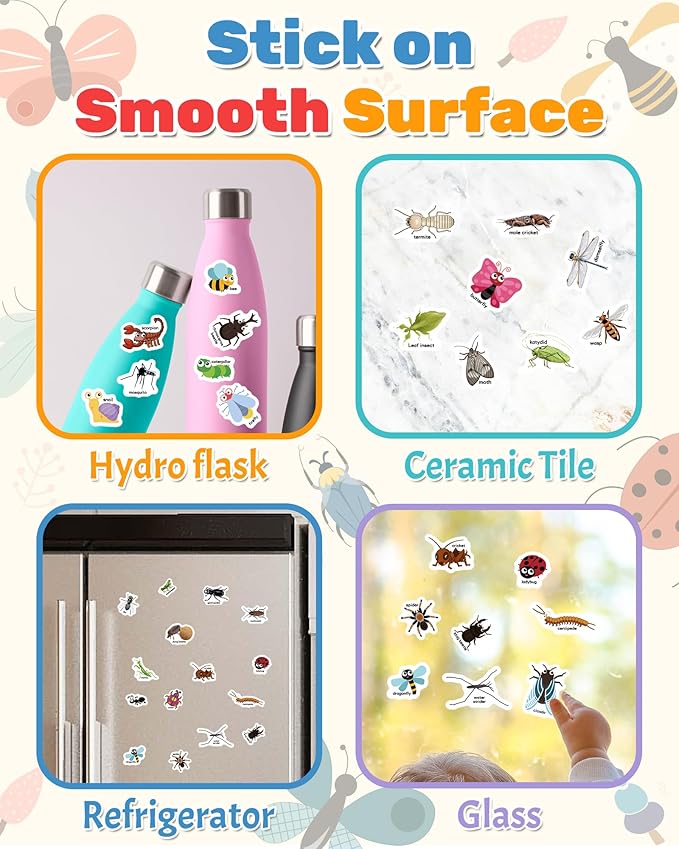 Benresive Reusable Sticker Book for Toddlers, Travel Stickers for Kids, Toddler Crafts Activities Toys, Birthday Gifts for Boys & Girls - Insect