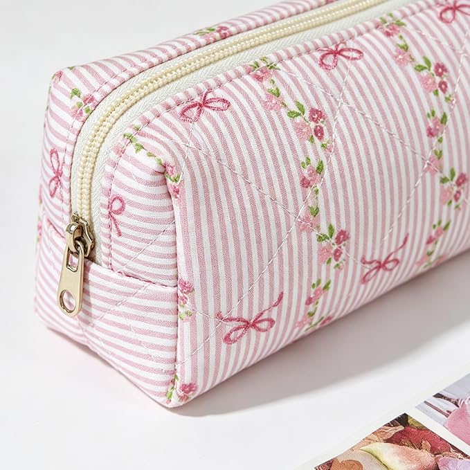 Pencil Case, Pencil Pouch for Women, Pencil Case Small, Pencil Pouch Aesthetic (Cute floral pink)