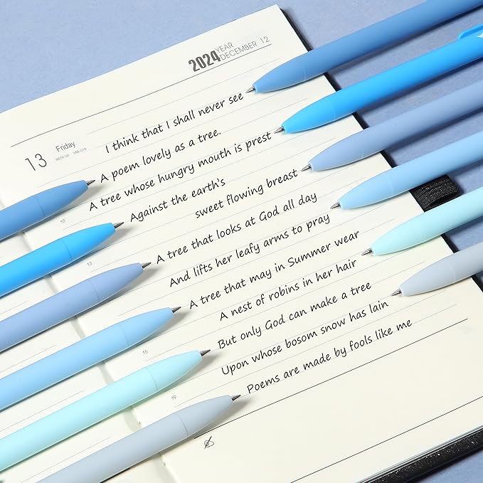 Mr. Pen- Retractable Gel Pens, 12 Pack, Black Ink, Sky Blue Barrel, Fine Point 0.5mm, Fast Dry, Smooth Writing, Cute Pens for Drawing, Writing Planner and School Supplies