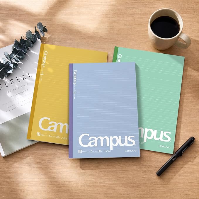 KOKUYO Campus Notebook, Dot B 6mm Ruled, Semi-B5, 30 Sheets, 35 Lines, Pack of 5, 5 Colors (NO-3CBTNX5)