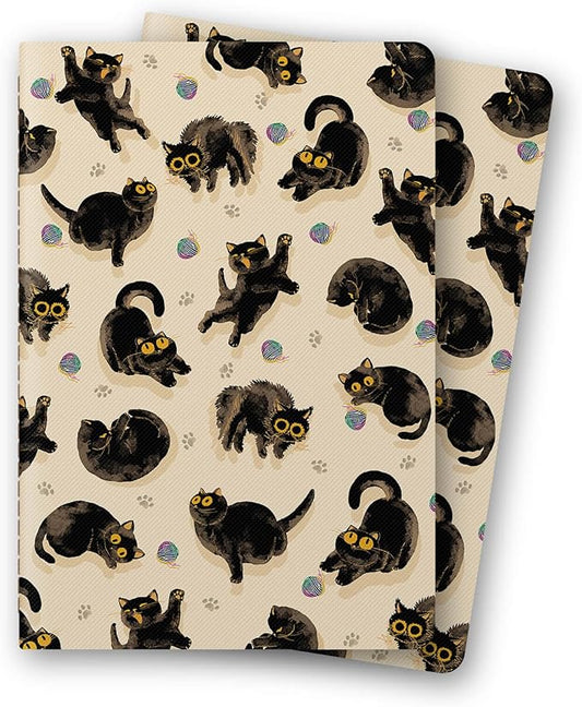Sentudenl Stitched Composition Notebooks 2-Pack with Unique Art Designed Cover , A5 Lined Diary (8.2"L*5.5"W), Lay Flat Design, 80 Pages Office Workbooks, Thicked Paper Writes Smoothly for School and Office (Black Cats)