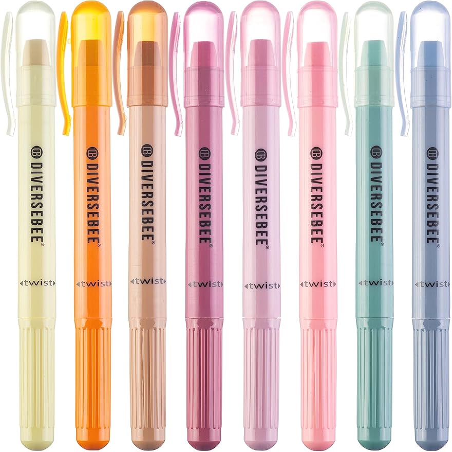 DIVERSEBEE Bible Highlighters and Pens No Bleed, 8 Pack Assorted Colors Gel Highlighters Set, Cute Bible Markers for Study Journaling School Supplies and Accessories (Vintage)