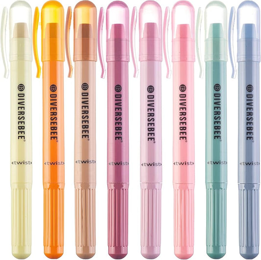DIVERSEBEE Bible Highlighters and Pens No Bleed, 8 Pack Assorted Colors Gel Highlighters Set, Cute Bible Markers for Study Journaling School Supplies and Accessories (Vintage)