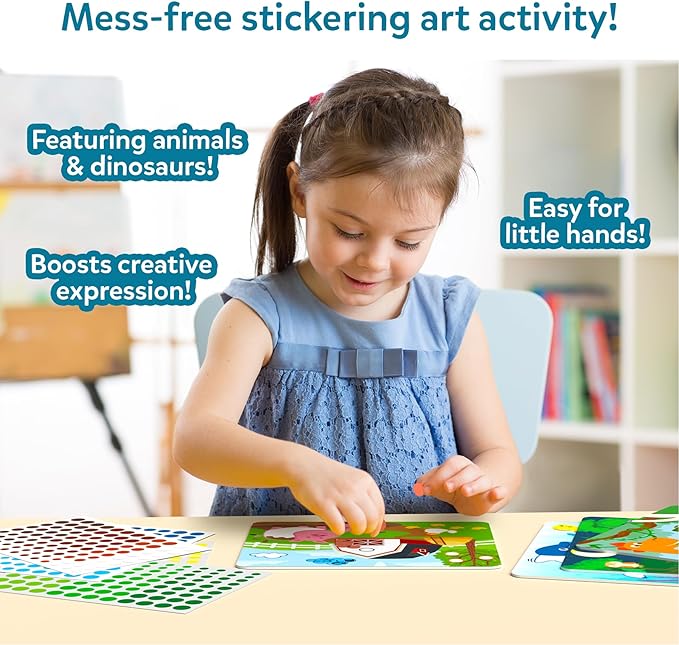 Skillmatics Dot It Sticker Art - Animals & Dinosaurs Combo, Mess-Free Fun for Kids, 750+ Stickers, Craft Kits, DIY Scrapbooking Activity, Travel Toys, Gifts for Ages 3, 4, 5, 6, 7