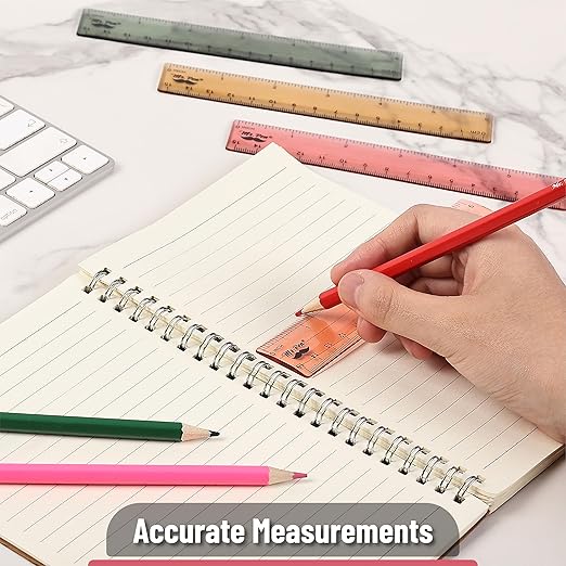 Mr. Pen- Plastic Ruler Set, 6 Pack, 6 Inch, Vintage Colors, Easy-to-Read Markings, Scratch-Resistant Design, Durable Transplant Rulers for Crafting Office & School, School Supplies