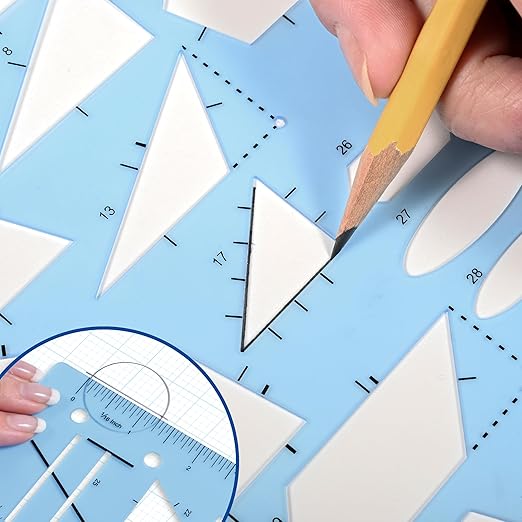 LEARNING ADVANTAGE Geometry Template | Sturdy Geometric Stencil to Draw 2D Shapes and Measure Angles | Includes Ruler and Number Line with Negative Values