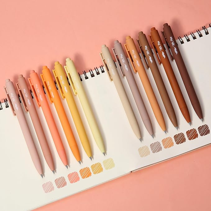 Mr. Pen- Retractable Gel Pens, 12 Pack, Assorted Color Ink, Fine Point 0.5mm, Fast Dry, Smooth Writing, Cute Pens for Drawing, Writing Planner and School Supplies