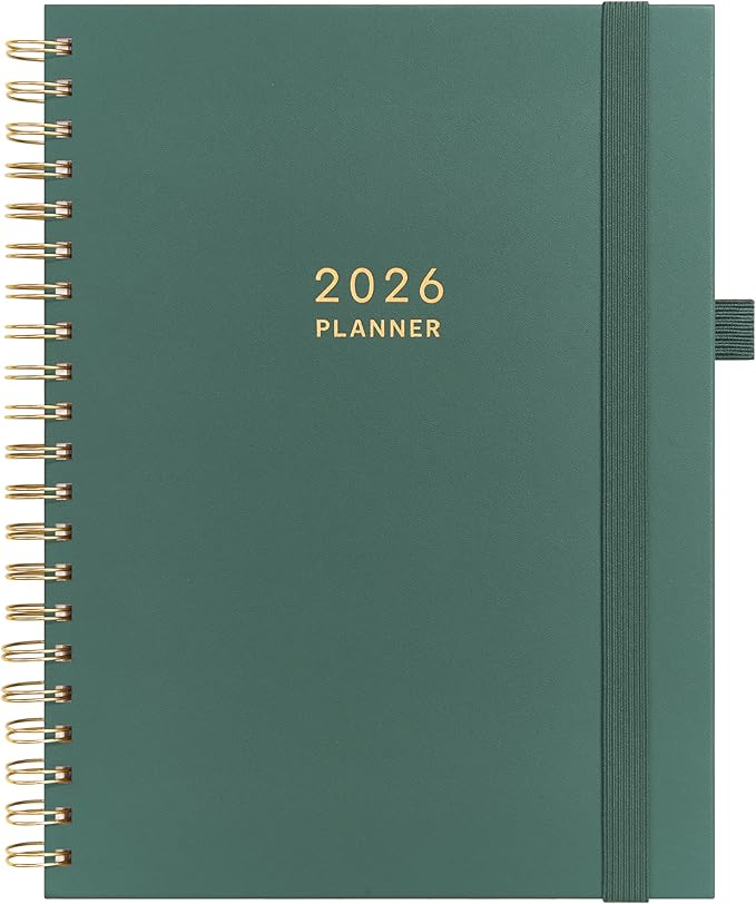 And Per Se 2026 Planner, A4 Size-Daily, Weekly & 18-Monthly Planner, Daily Schedule, Monthly Tabs, 100 GSM Thick Paper(Forest Green)