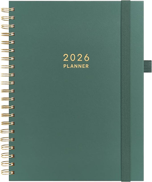 And Per Se 2026 Planner, A4 Size-Daily, Weekly & 18-Monthly Planner, Daily Schedule, Monthly Tabs, 100 GSM Thick Paper(Forest Green)
