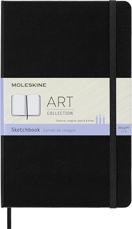 Moleskine Art Plus Sketchbook, Large, Plain, Black, Hard Cover (5 x 8.25)