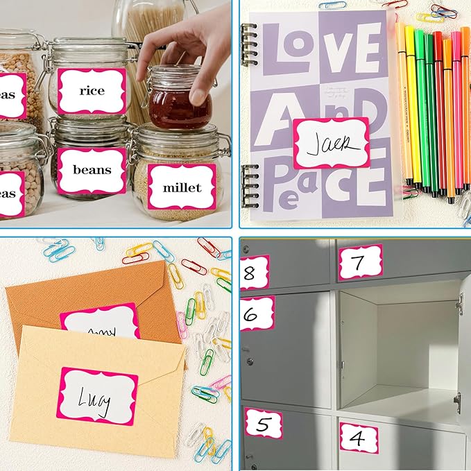 Pink Name Tags,2"x 3" Name Tag Stickers with Pink Border 200 Pcs Adhesive Name Tags Sticker Name Badges Labels for Valentine, School, Office, Home, Party, Conferences