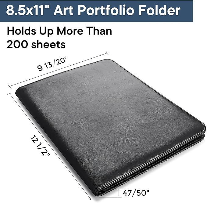 Professional Padfolio with Clipboard, Portfolio Folder Binder, 8.5 x 11 Legal Pad Holder for A4 Letter Size Notepad, Resume, Writing Pad Ideal Organizer for Business Office Conference (Black, 4-Pack)