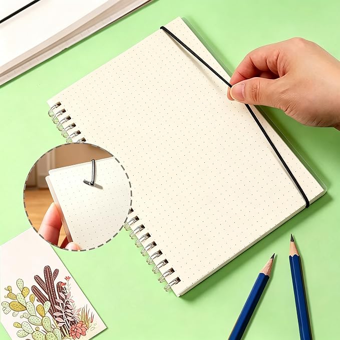 Smilo Bullet Dotted Spiral Notebook, A5 5.7"x8.3", 80 Sheets (160 Pages)