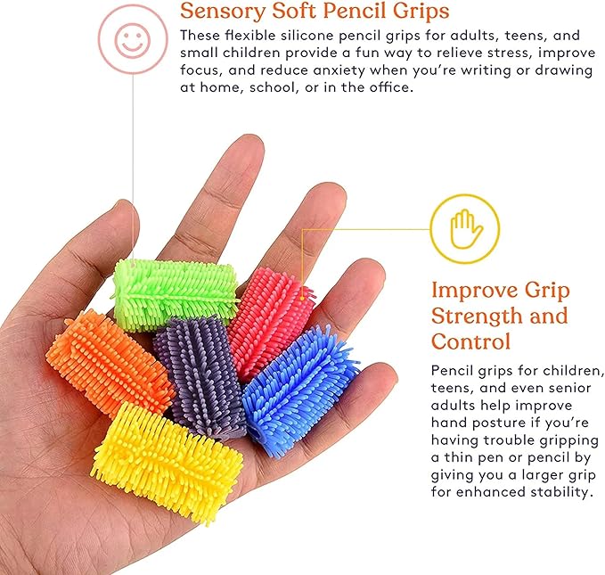 Special Supplies 50 Squishy Pencil Grips for Kids and Adults - Colorful, Cushioned Holders for Handwriting, Drawing, Coloring - Ergonomic Right or Left-Handed Use - Reusable (50-Pack)