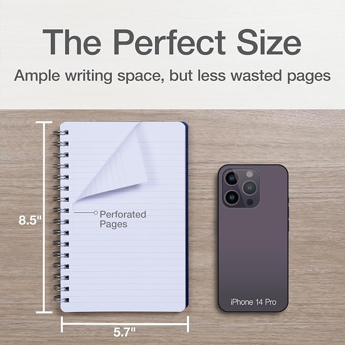 Oxford Poly Spiral Notebooks, Small 5.7" x 8.5" Book, Thick Poly Cover, White Paper, College Rule, 80 Sheets/160 Pages, Jewel Tones, (69720) Pack of 24