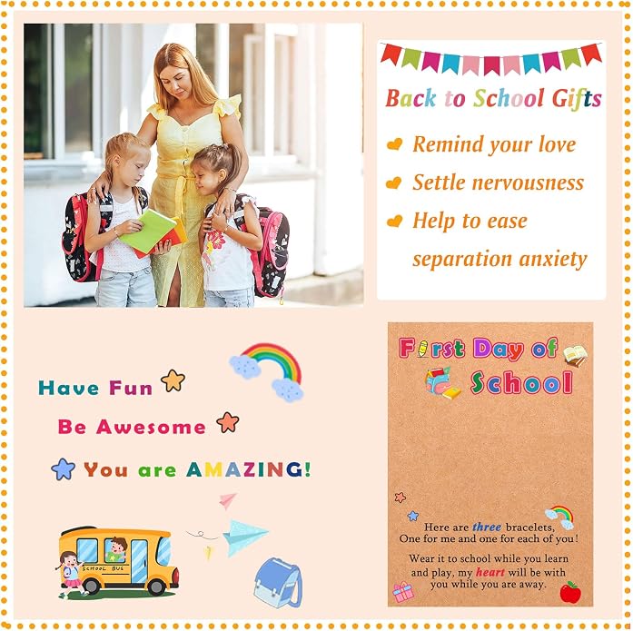 3PCS First Day of Preschool/Kindergarten/1st Grade Gift, Back to School Bracelets Set for 3