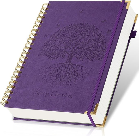 Blank Notebook, Spiral Sketch Book, 300 Page Hardcover Leather Sketchbook, No Bleed Thick Paper Sketchbook for Drawing, Small A5 Unlined Notebook Journal for Women Men, 8.5"x5.5", Purple Sketch Books