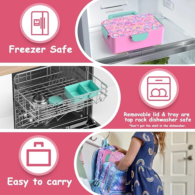 Kids Bento Lunch Box – 12 oz Stainless‑Steel Soup Thermo & 3‑Compartment Leak‑Proof Food Container with Built‑In Ice Pack, Insulated Food Jar for Boys & Girls, School & Travel