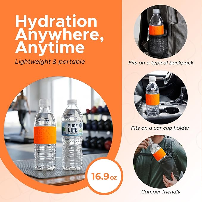 Copco Hydra 16.9 oz Water Bottle with Leak-Proof Lid - Tritan Reusable with Textured Grip Sleeve - BPA-Free, Shatter-Resistant, Dishwasher Safe for Travel, Gym, Work, Outdoors (Chevron Orange)